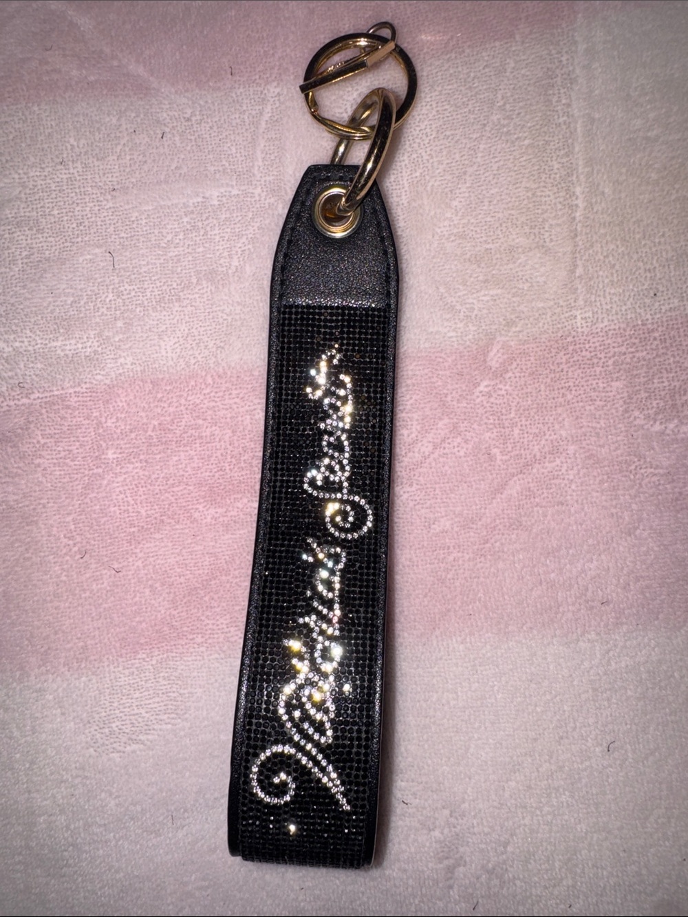 VS Black Rhinestone Keychain Wristlet